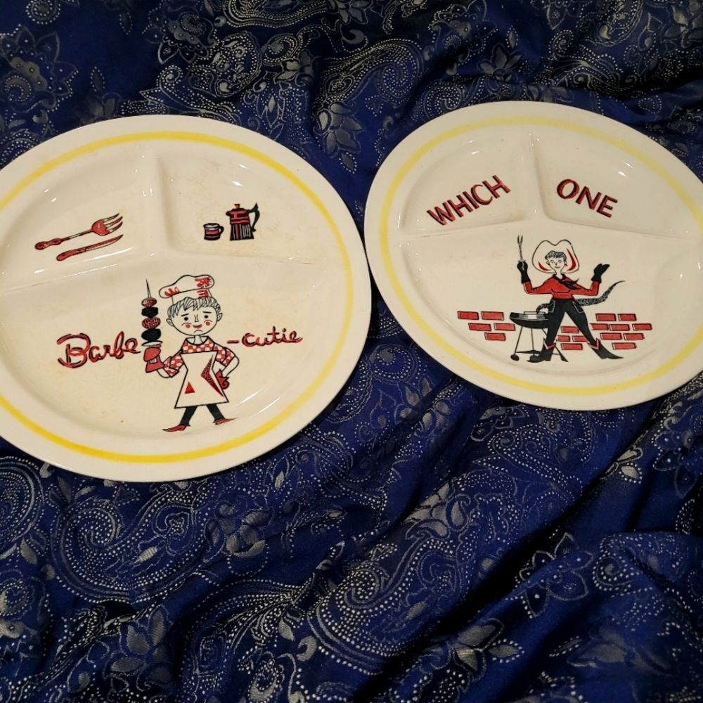 1950's  large ceremic barbaque plates.
